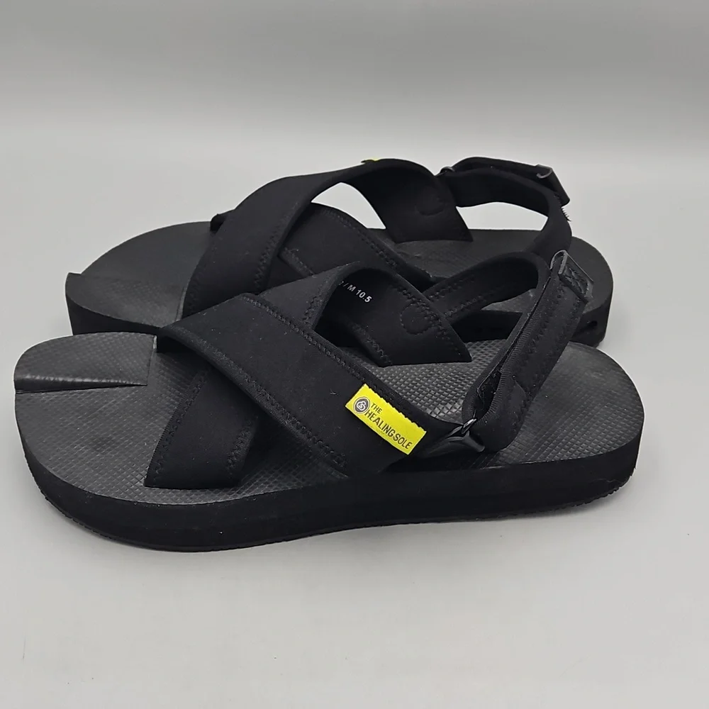 The Healing Sole Black Orthopedic Plantar Fasciitis Sandals Men's 10.5